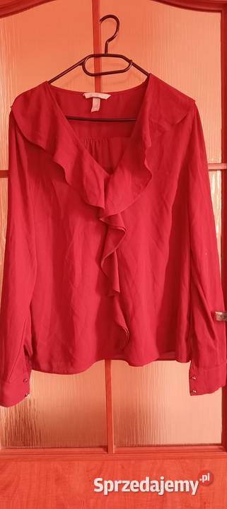 Bordowa bluzka z żabotem Kowalec sprzedam