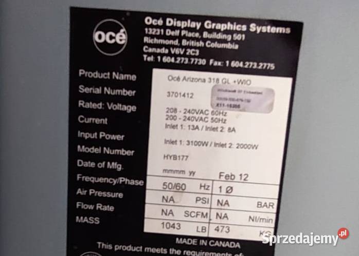 Ploter UV Canon Arizona 318GL Wola Ociecka