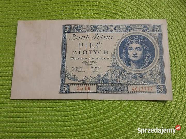 banknot polski 5 złotych 1930r Łomża