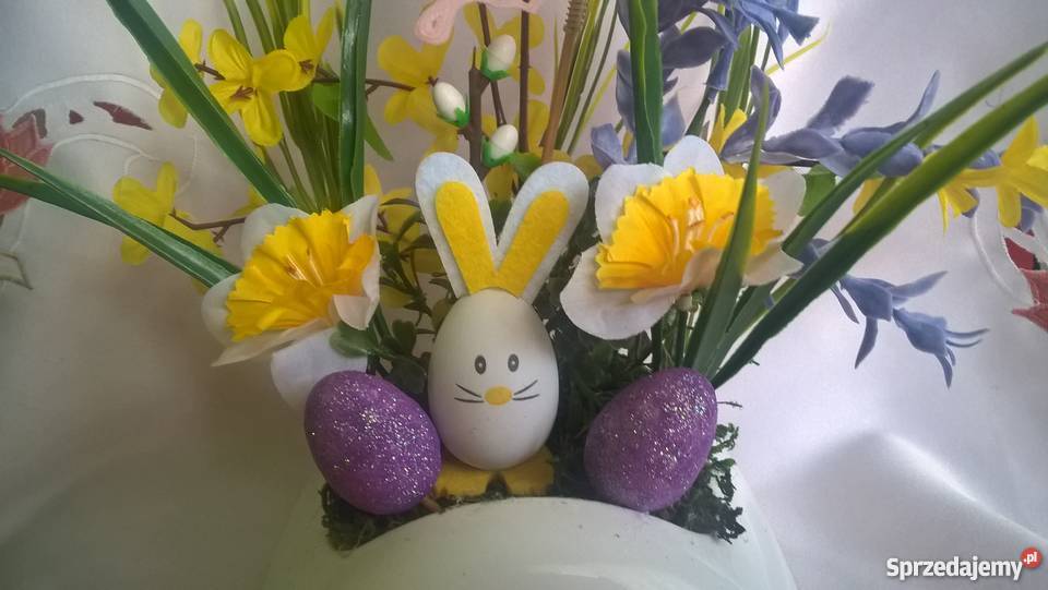 stroik wielkanoc jajko zając hand made kwiaty wielokolorowy mazowieckie Sierpc