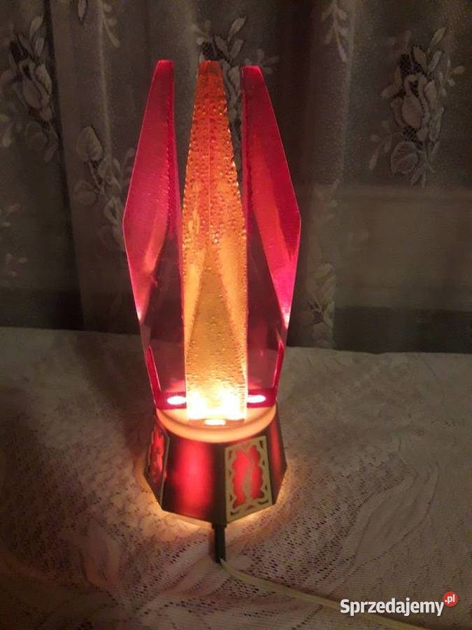 Lampka nocna kryształy lampa stołowa brązowa PRL