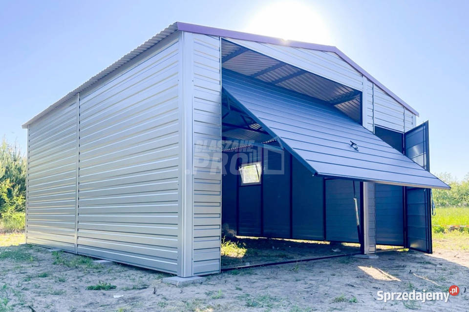 Garaż Blaszany 55x6m Brama Uchylna Drzwi 2x Okno Szczecinek