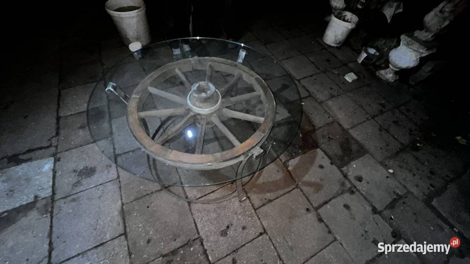 Stolik kawowy retro z koła wozu