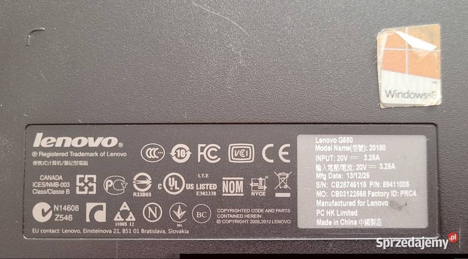 Laptop Lenovo G 580 błyszcząca Piotrków Trybunalski