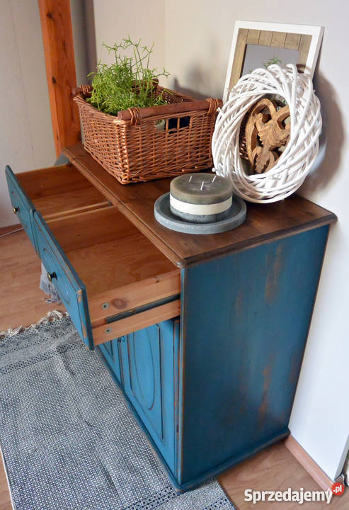 Komoda niebieska ręcznie malowana przecierana dolnośląskie Wrocław