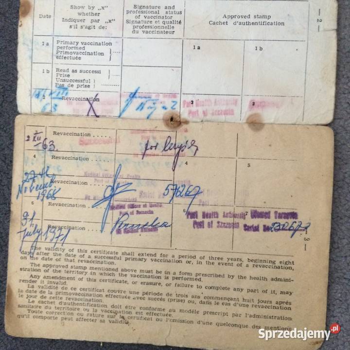 1419 Międzynarodowy Certyfikat Szczepień zachodniopomorskie Szczecin sprzedam