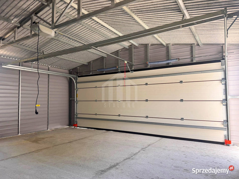 Garaz blaszany 6x6m brama segmentowa drzwi 2x