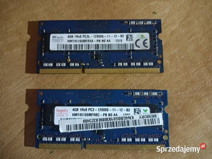 Pamięci Laptop SK Hynix 2x4GB DDR3 Pojemność 8GB Imielin