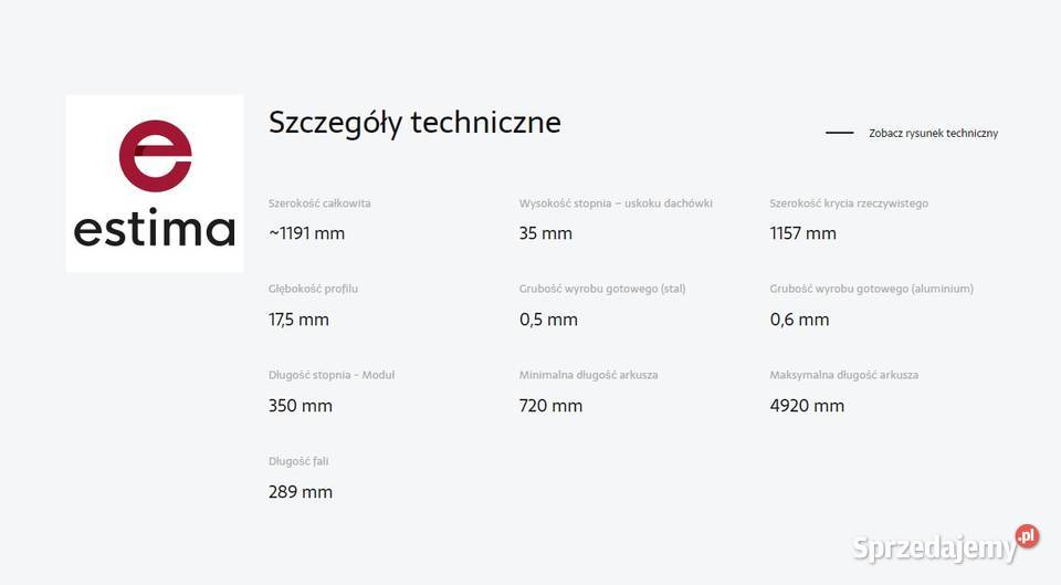 Blachodachówka 2modułowa ESTIMA Blachotrapez podlaskie Hajnówka sprzedam