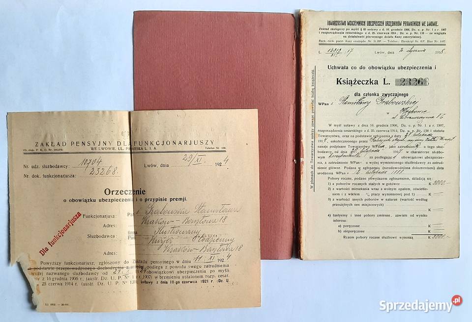 Lwów Stara Książeczka Ubezpieczeniowa Lata 20 Gliwice sprzedam