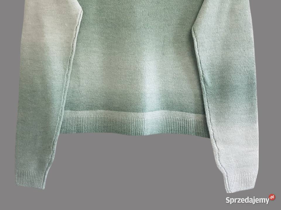 Damski ciepły zielony ombre sweter z długim zielony Swetry i golfy Chrzanów