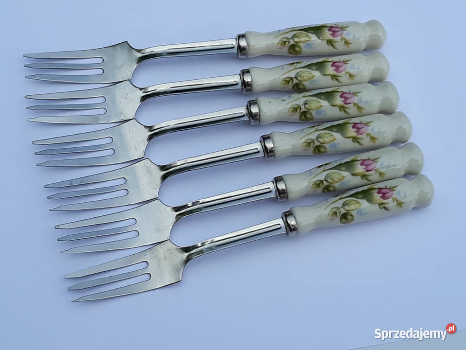 Widelczyki z ceramicznymi trzonkami ceramiczne śląskie Dąbrowa Górnicza