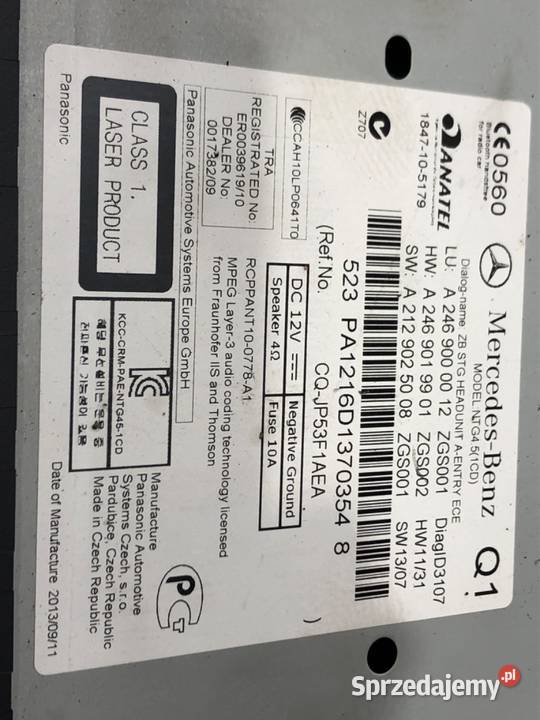 RADIO MERCEDES W246 A2469000012 1118 ODTWARZACZ podkarpackie sprzedam
