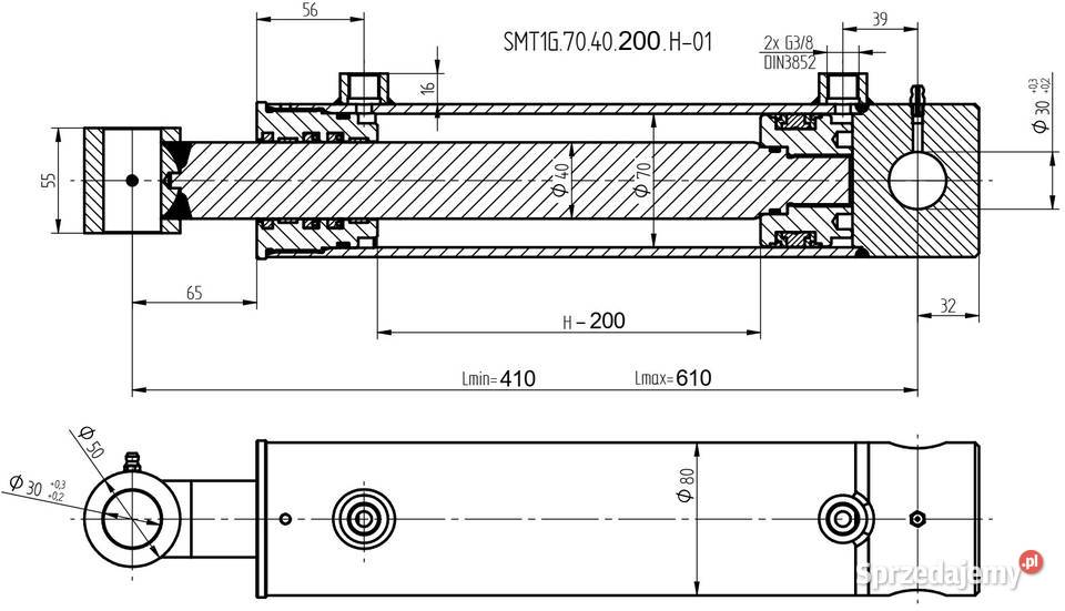 SIŁOWNIK HYDRAULICZNY SMT1G 70x40 SKOK 200 2STR Solec Kujawski