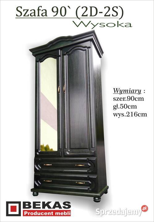 Stylowa Szafa 90 z Lustrem Dąb Bejcowany na Warszawa