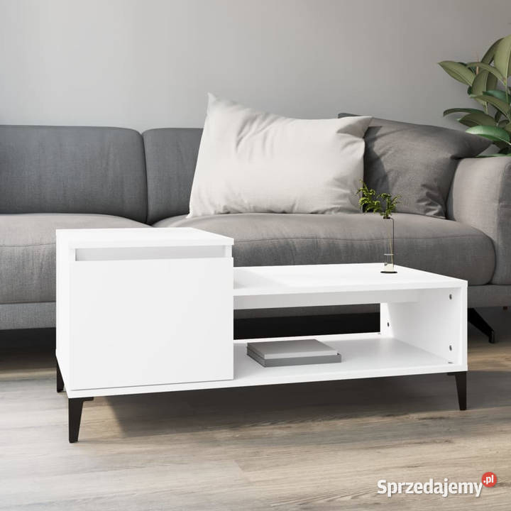 Stolik kawowy biały 100x50x45 materiał