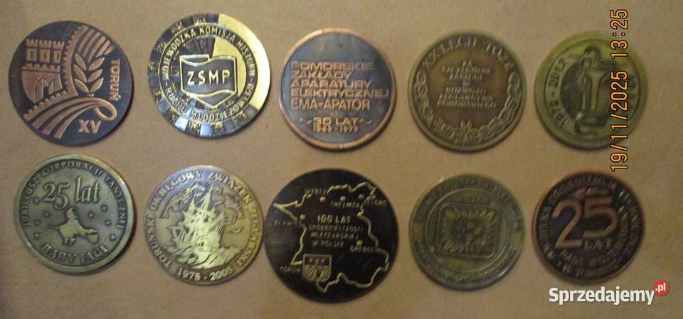 Toruńskie medale okolicznościowe 10 sztuk Antyki, Sztuka, Kolekcje