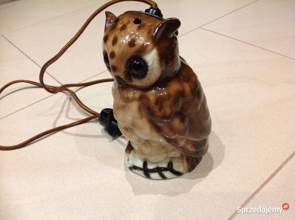 Stara Lampa Ceramiczna Sowa Sygnatura Nowa Sól