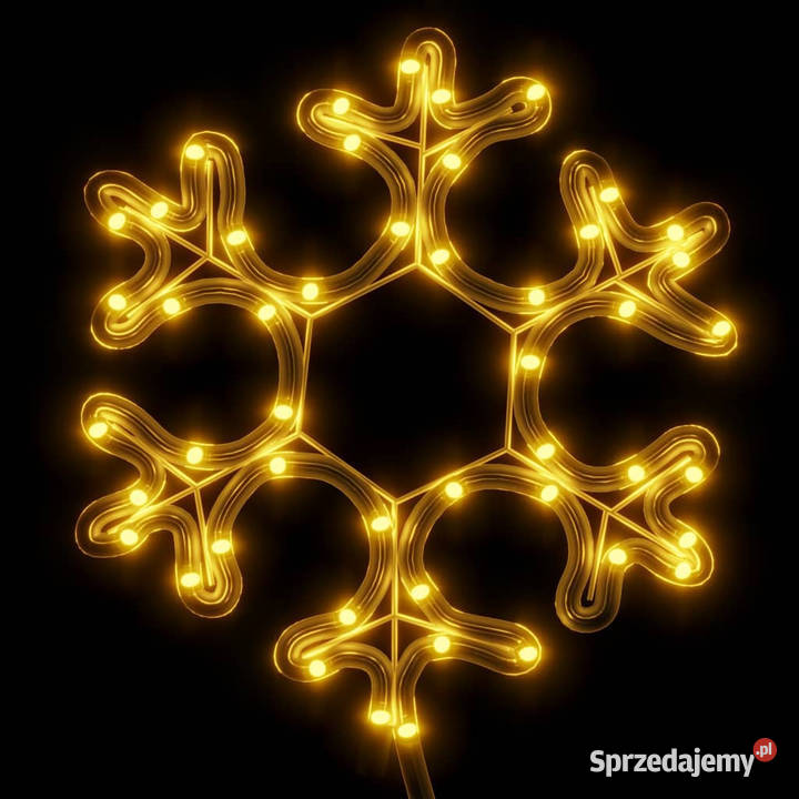 Świąteczna dekoracja płatek śniegu 48 LED ciepła