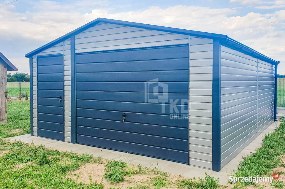 Garaż Blaszany 5x6m Brama Uchylna Drzwi Rynny Olsztyn