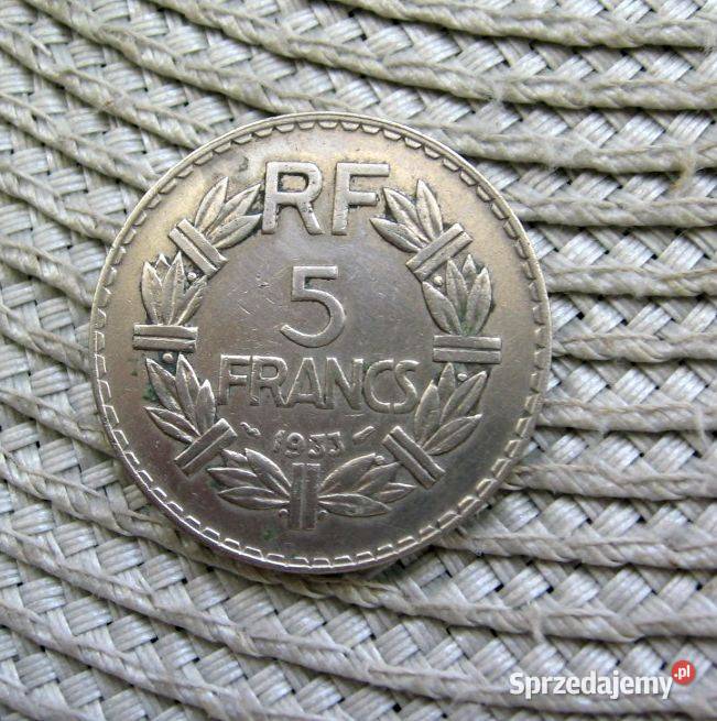 Francja 5 Frank 1933r Nikiel Kalisz sprzedam