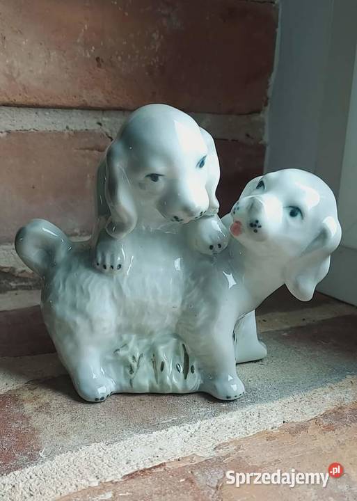 Porcelanowa figurka vintage kotek piesek krasnal lubuskie Błotno sprzedam