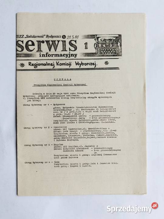 NSZZ Solidarność Wyborcza region bydgoski 1981r Gdynia