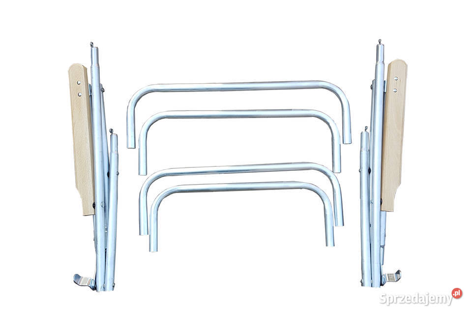 Leżak plażowy aluminiowy z drewnianym