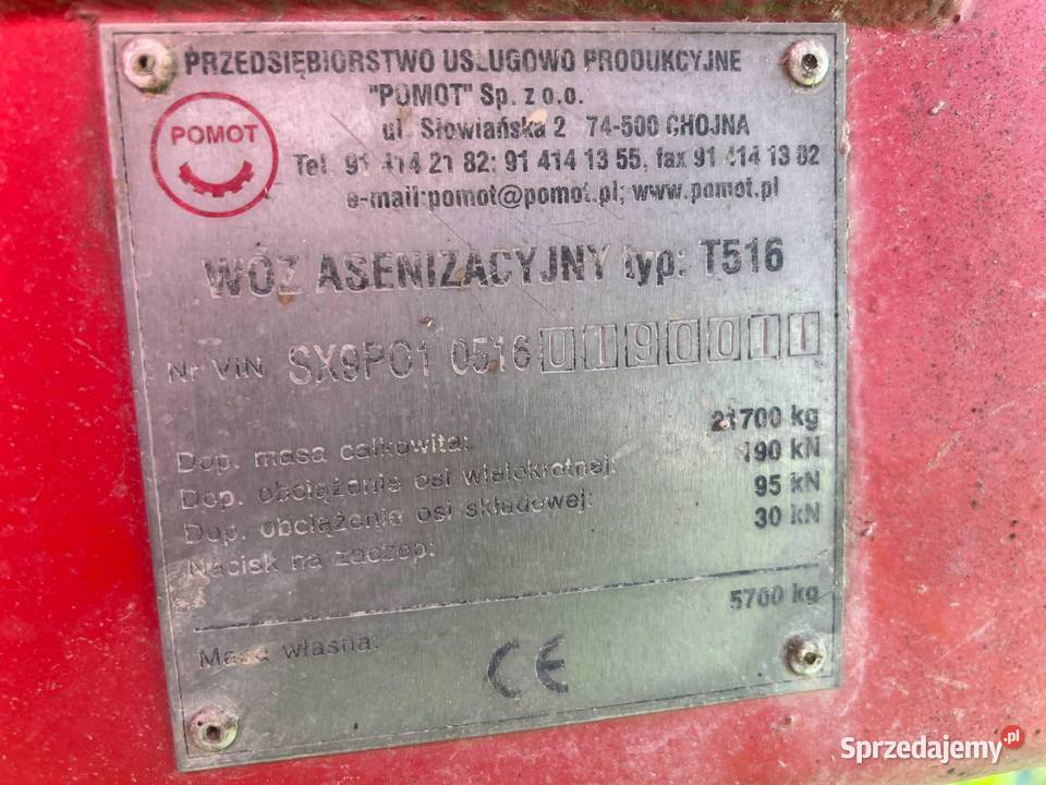 Wóz asenizacyjny Pomot Chojna 16000 L T516 podlaskie Siemiatycze
