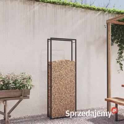 vidaXL Stojak na drewno matowy czarny 80x28x222 mazowieckie Warszawa sprzedam