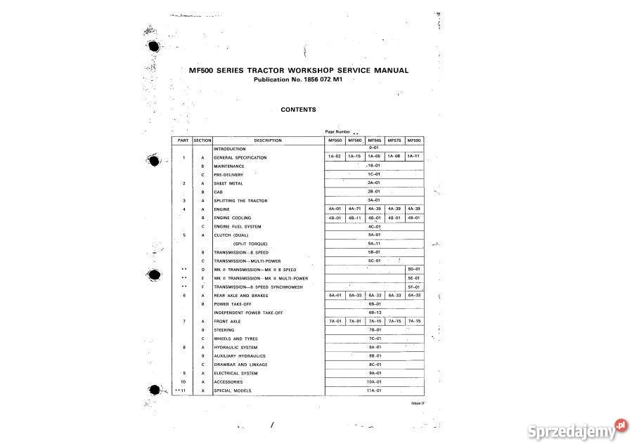 MF 550 560 565 575 590 595 instrukcja napraw Pozostałe Kielce