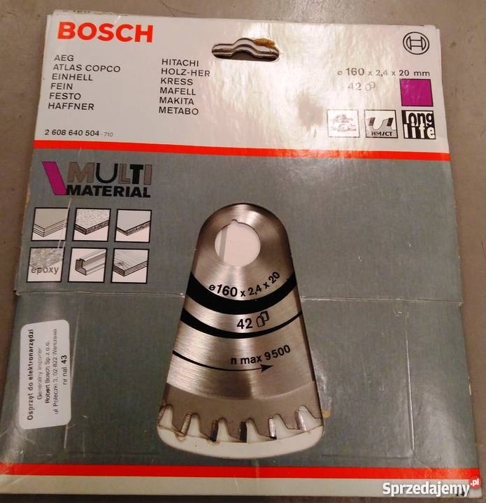 Piła tarczowa Bosch 160x2,4x20 z 42 zębami z węglikami spiek