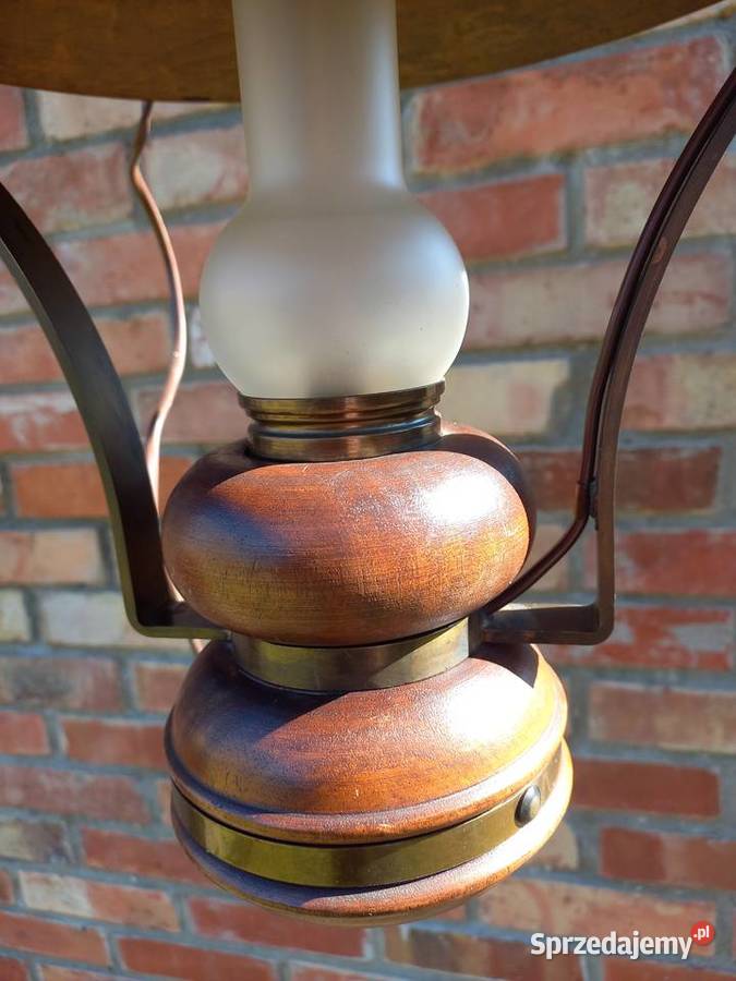 Żyrandol mosiężny metalowy drewniany holenderski
