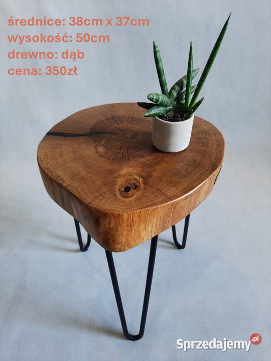 Stolik kawowy plaster drewna loft industrial Długołęka