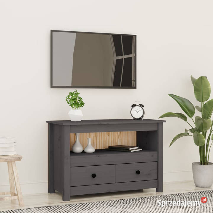 Szafka pod telewizor szara 79x35x52 lite drewno RTV