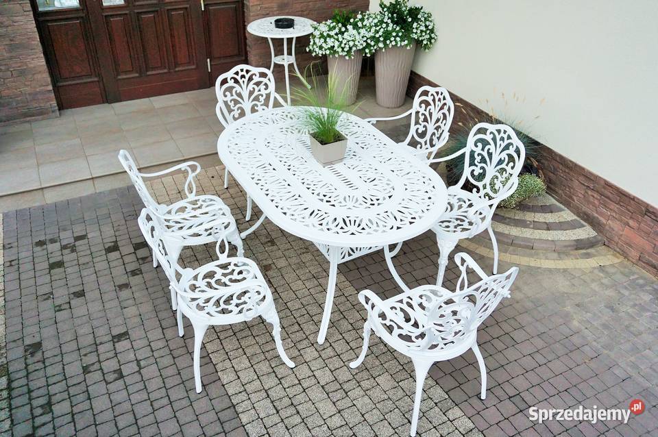 Meble ogrodowe rustykalne aluminiowe białe 6 Meble ogrodowe Breń sprzedam