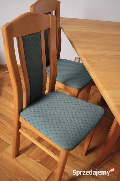 Stół jadalniasalon komplet krzeseł zielonych DĄB sprzedam