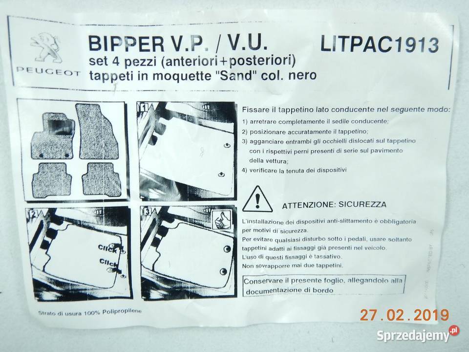 DYWANIKI WYKŁADZINA PEUGEOT BIPPER 0717 lubelskie