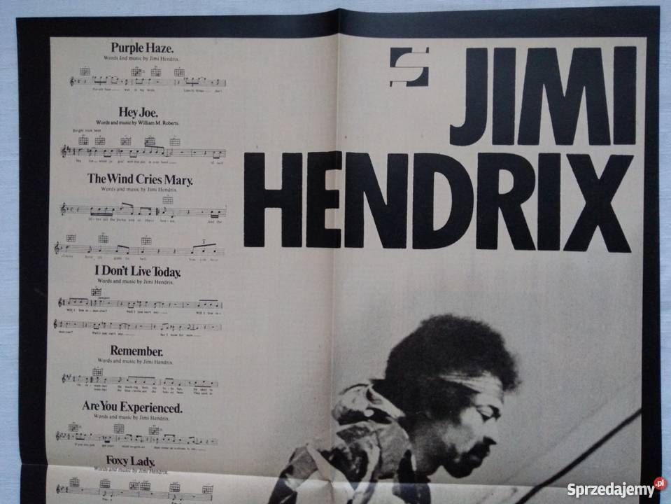 JIMI HENDRIX STARY PLAKAT RAZEM tygodnika z lat Warszawa