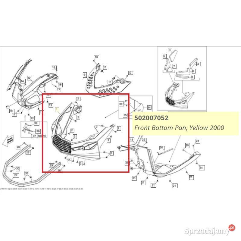 Osłona przednia dolna zółta skidoo MXZ X 600RS Nowy Sącz