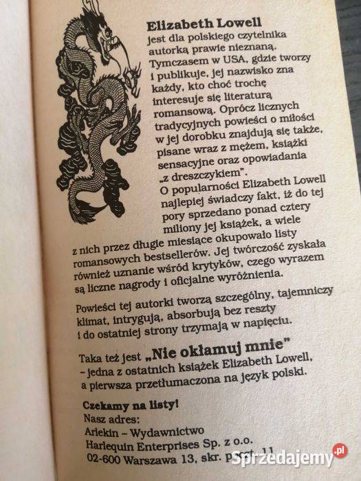 Nie Okłamuj Mnie Elizabeth Lowell książka Gdynia