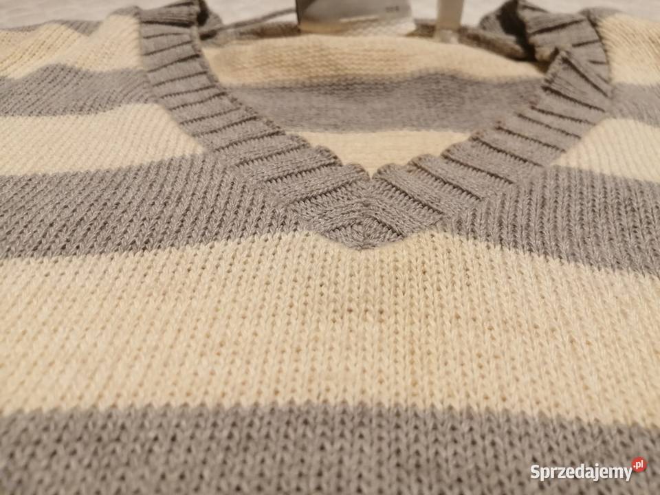 Sweter damski CA M paski kremowoszary Odzież