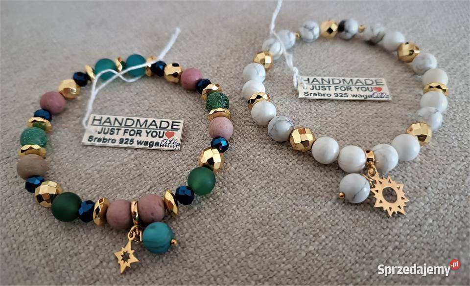 nowe bransoletki kolorowy kamień naturalny srebrne Radzyń Podlaski