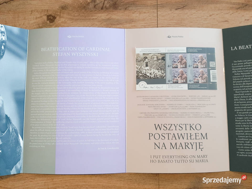 Folder Beatyfikacja Kardynała Stefana Filatelistyka mazowieckie Warszawa