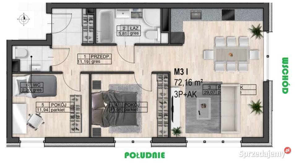 Mieszkanie Lublin 6808m2 3 pok