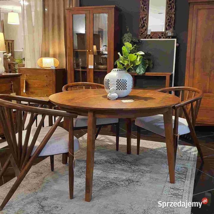 Okrągły drewniany stół z akacji 120 nowoczesny 76cm Lublin