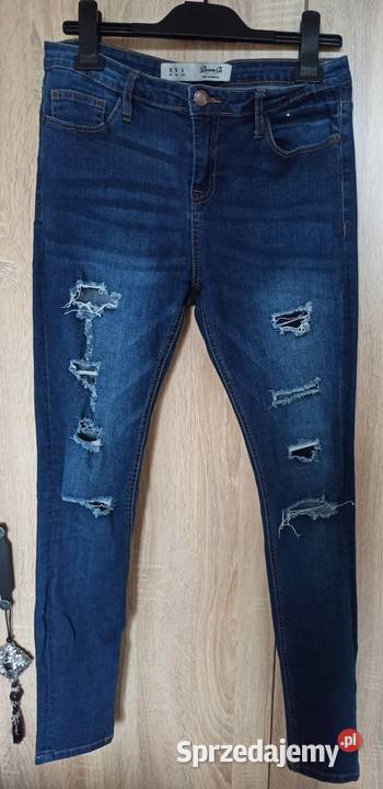 Niebieskie jeansy skinny z dziurami rozmiar 38 lubelskie Radzyń Podlaski sprzedam