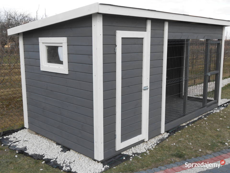 Kojec psa z pomieszczeniem gospodarczym woliera