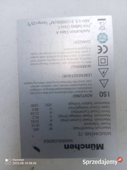 Panele fotowoltaiczne nieużywane Mników