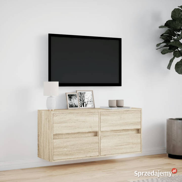 Ścienna szafka TV z LED dąb sonoma 100x31x45 Meble sprzedam